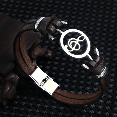 G Clef Leather Bracelet