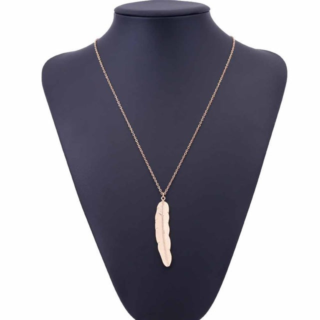 Vintage Leaf Long Chain Necklace