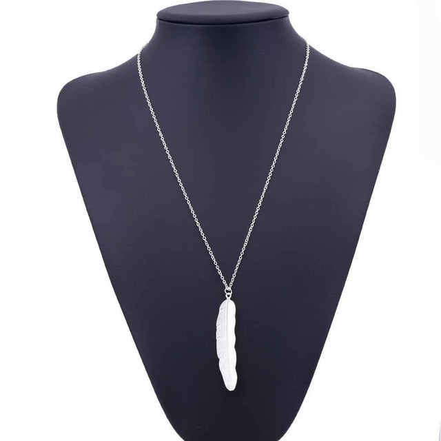 Vintage Leaf Long Chain Necklace