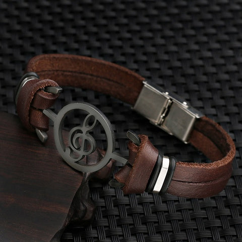 G Clef Leather Bracelet